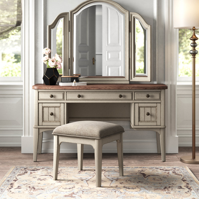 Kelly Clarkson Home Avianna Vanity Set with Stool and Mirror & Reviews